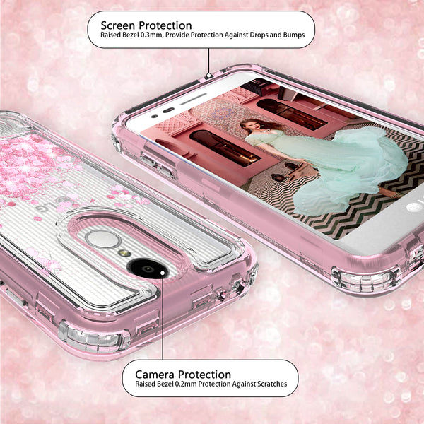 hard clear glitter phone case for lg aristo 3 - pink - www.coverlabusa.com 