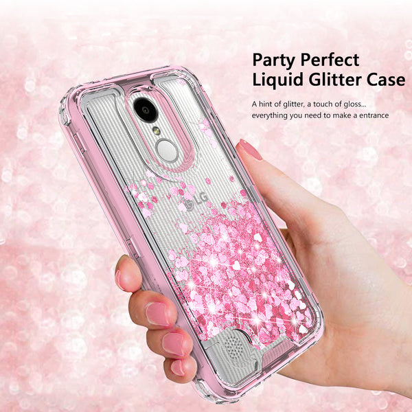 hard clear glitter phone case for lg aristo 3 - pink - www.coverlabusa.com 