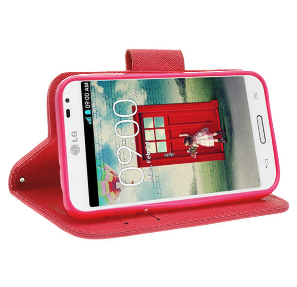LG L70 Pu leather wallet case - Red - www.coverlabusa.com