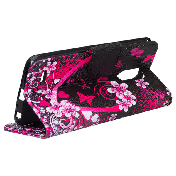 LG Stylo 3 Wallet Case - heart butterflies - www.coverlabusa.com