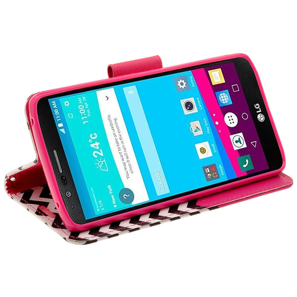 LG V10 leather wallet case - hot pink anchor - www.coverlabusa.com