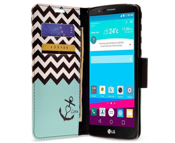 LG V10 leather wallet case - teal anchor - www.coverlabusa.com