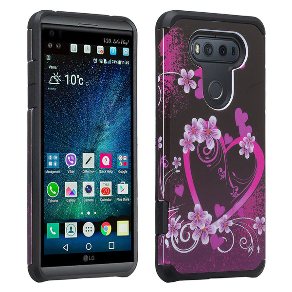 v20 case, lg v20 hybrid case - heart lily - www.coverlabusa.com