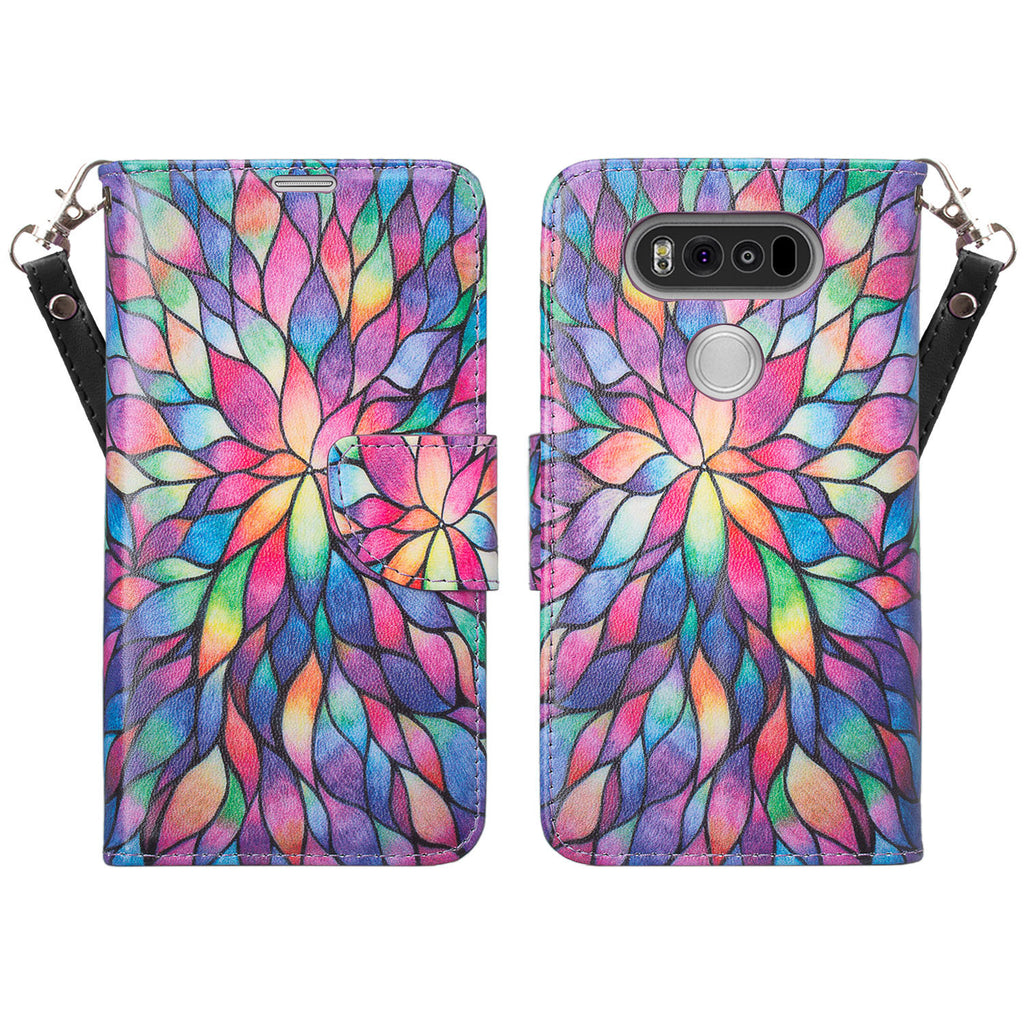 LG V20 Wallet Case - Rainbow Flower, V20 case