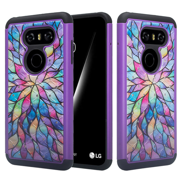 lg v30 case crystal rhinestone - rainbow flower - www.coverlabusa.com