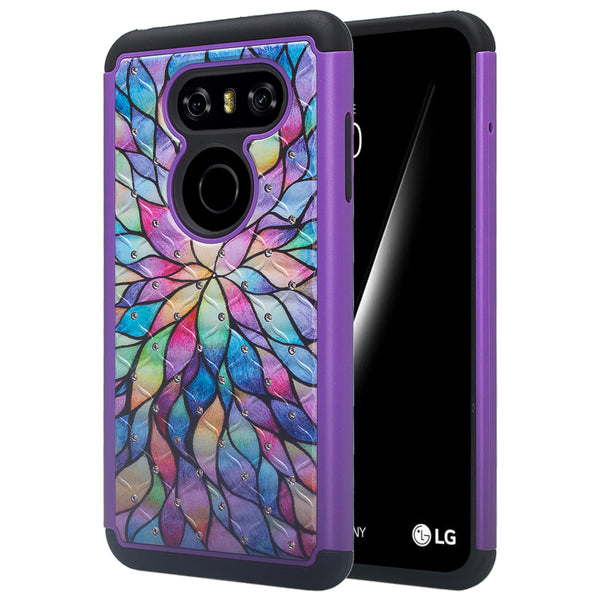 lg v30 case crystal rhinestone - rainbow flower - www.coverlabusa.com