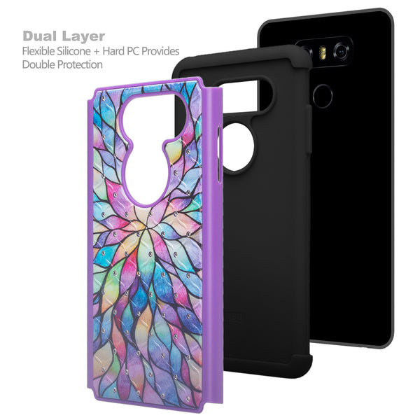 lg v30 case crystal rhinestone - rainbow flower - www.coverlabusa.com