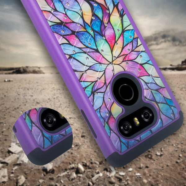 lg v30 case crystal rhinestone - rainbow flower - www.coverlabusa.com