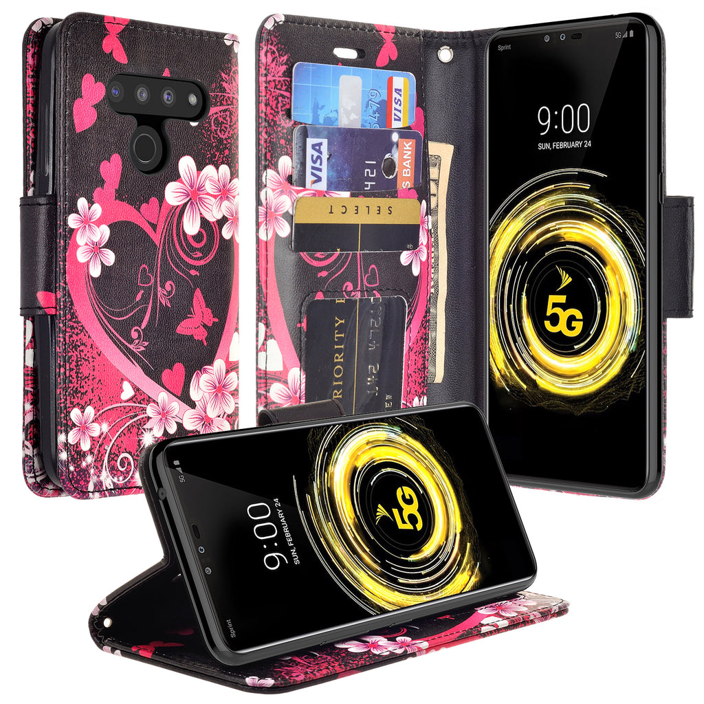 LG G8 ThinQ Wallet Case - heart butterflies - www.coverlabusa.com