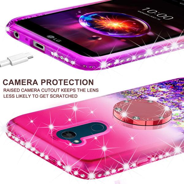glitter ring phone case for lg x power 3 - hot pink gradient - www.coverlabusa.com