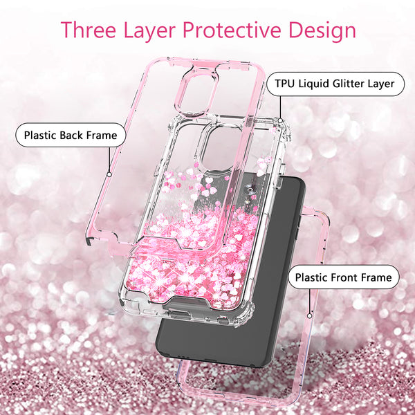 hard clear glitter phone case for apple lg stylo 4 - pink - www.coverlabusa.com 