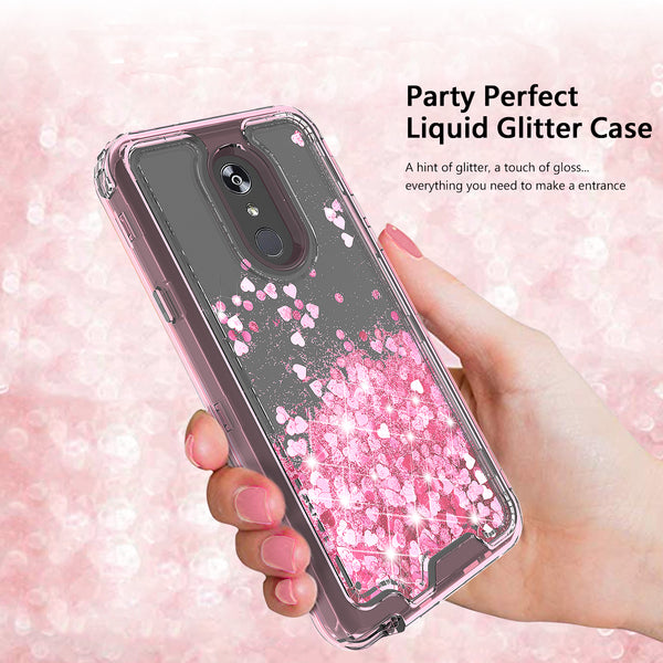 hard clear glitter phone case for apple lg stylo 5 - pink - www.coverlabusa.com 