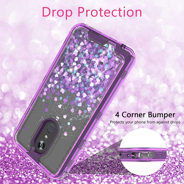 hard clear glitter phone case for apple lg stylo 4 - purple - www.coverlabusa.com 