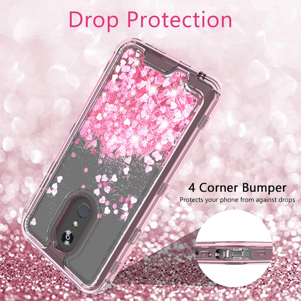 hard clear glitter phone case for apple lg stylo 4 - pink - www.coverlabusa.com 