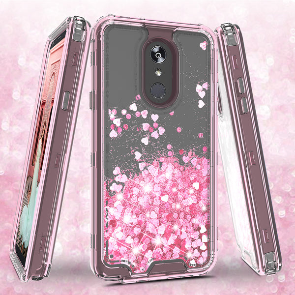 hard clear glitter phone case for apple lg stylo 5 - pink - www.coverlabusa.com 
