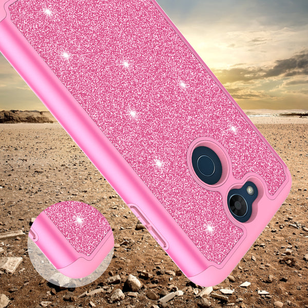 LG X Power 3 Glitter Hybrid Case - Hot Pink - www.coverlabusa.com