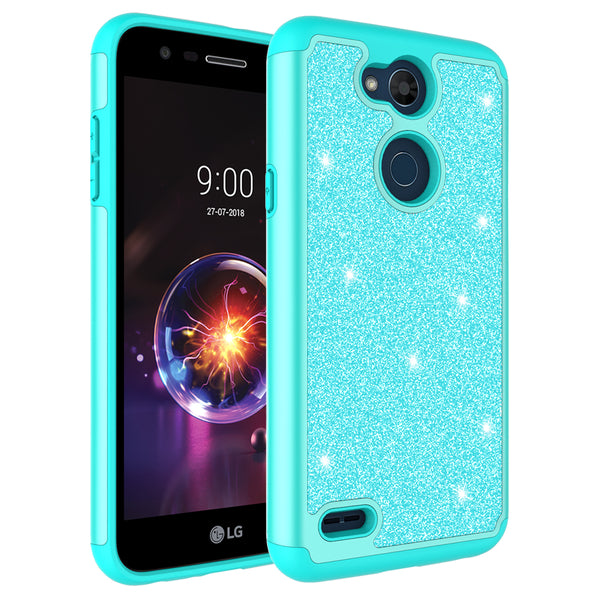 LG X Power 3 Glitter Hybrid Case - Teal - www.coverlabusa.com