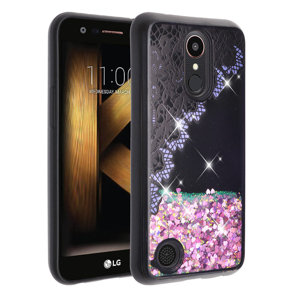 lg k20 plus  liquid sparkle quicksand case - purple lace - www.coverlabusa.com