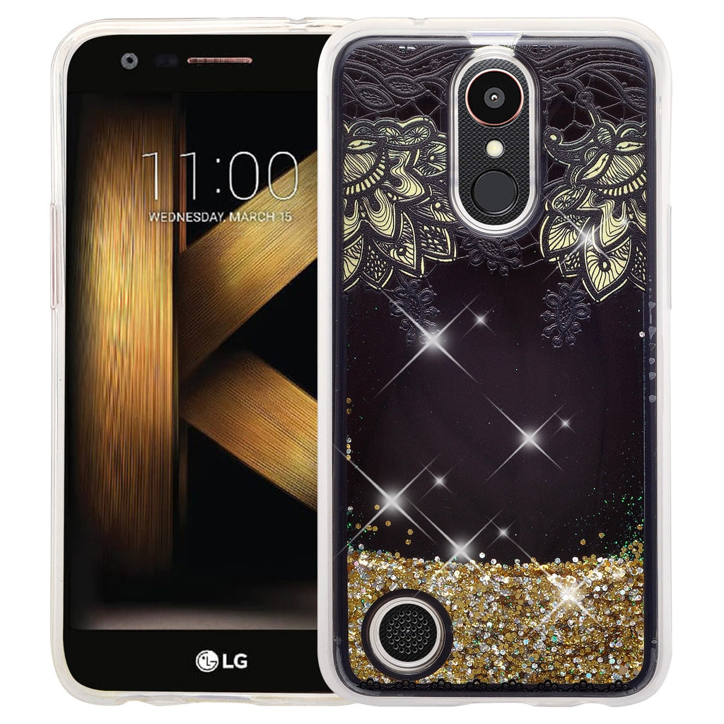 LG Aristo | K8 (2017) | Phoenix 3 | K4 2017 liquid sparkle quicksand case - gold lace - www.coverlabusa.com