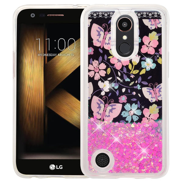 LG Aristo | K8 (2017) | Phoenix 3 | K4 2017 liquid sparkle quicksand case - pink butterfly - www.coverlabusa.com