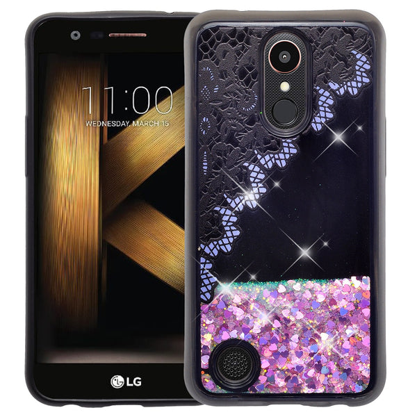 lg k20 plus  liquid sparkle quicksand case - purple lace - www.coverlabusa.com
