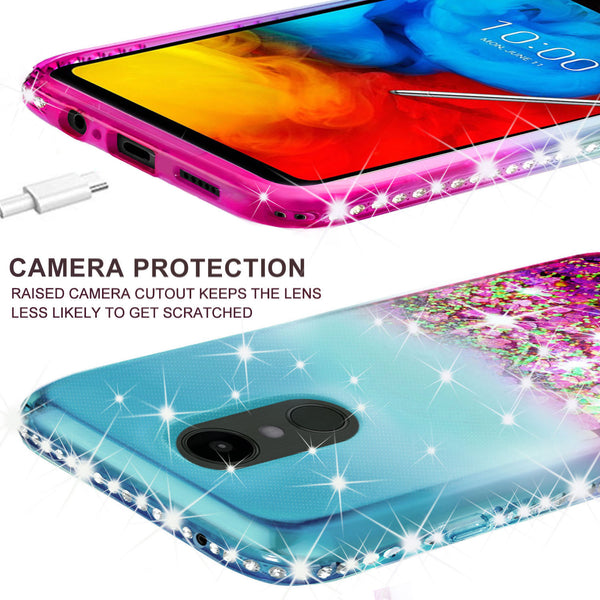 glitter phone case for lg aristo 4 plus - teal/pink gradient - www.coverlabusa.com