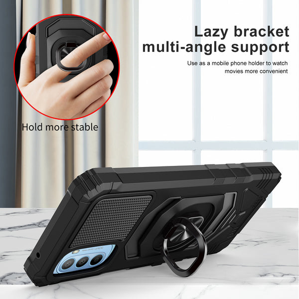 ring car mount kickstand hyhrid phone case for motorola moto g stylus 2022 - black - www.coverlabusa.com