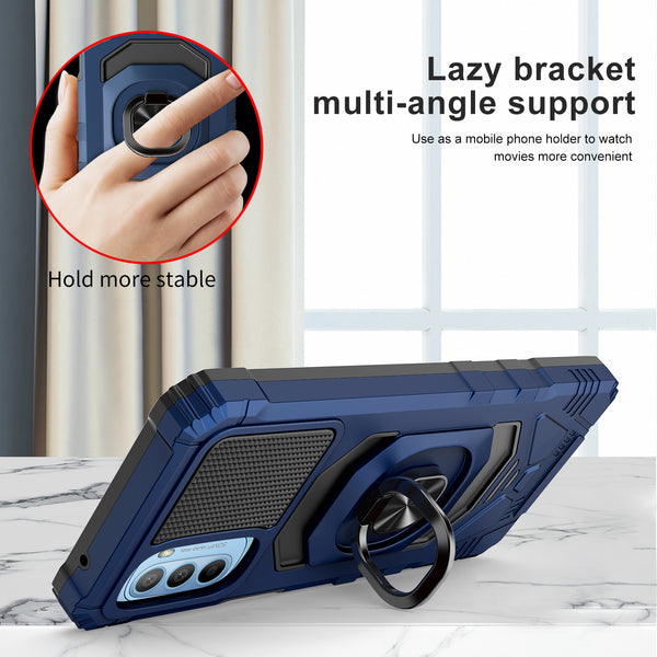 ring car mount kickstand hyhrid phone case for motorola moto g stylus 2022 - blue - www.coverlabusa.com