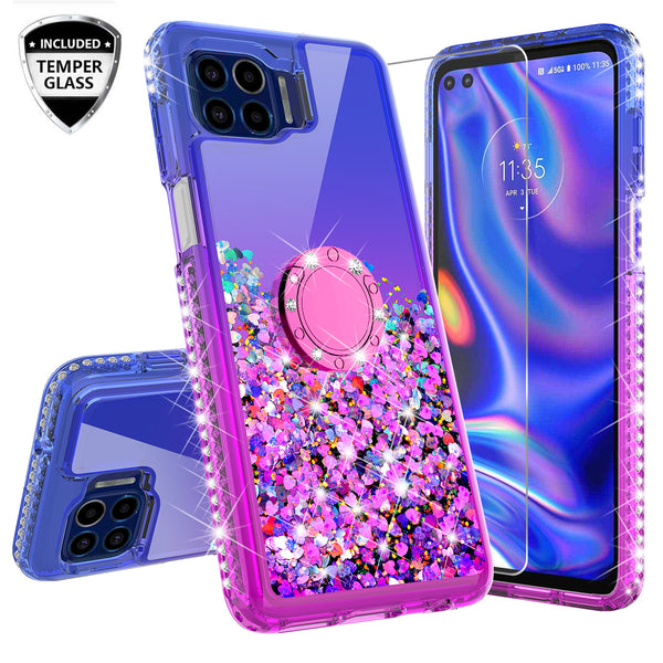 glitter phone case for motorola one 5g - blue/purple gradient - www.coverlabusa.com