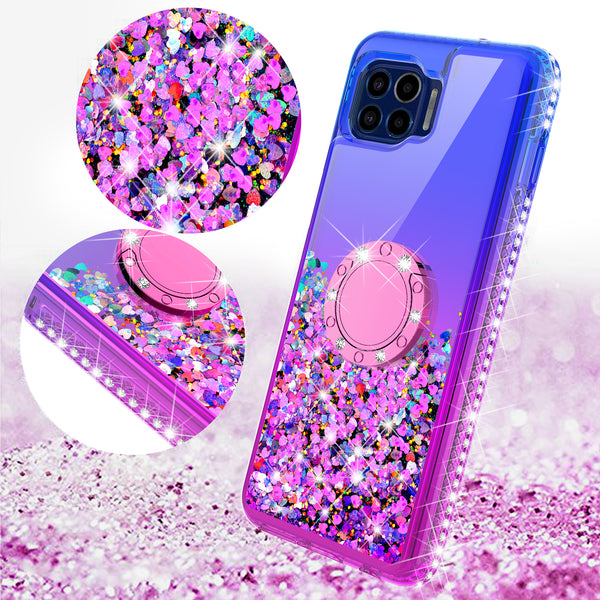 glitter phone case for motorola one 5g - blue/purple gradient - www.coverlabusa.com