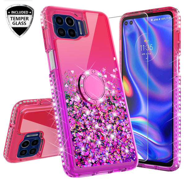 glitter phone case for motorola one 5g - hot pink/purple gradient - www.coverlabusa.com