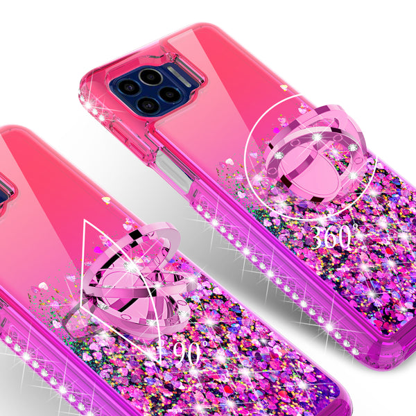 glitter phone case for motorola one 5g - hot pink/purple gradient - www.coverlabusa.com