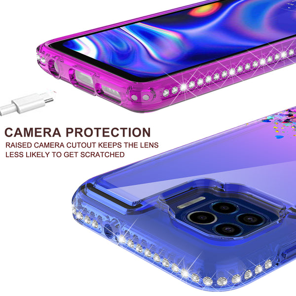glitter phone case for motorola one 5g - blue/purple gradient - www.coverlabusa.com