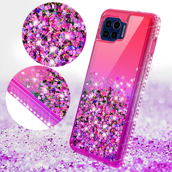 glitter phone case for motorola one 5g - hot pink/purple gradient - www.coverlabusa.com