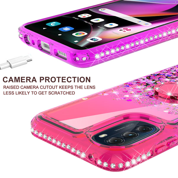 glitter phone case for motorola moto g 5g 2022 - hot pink/purple gradient - www.coverlabusa.com