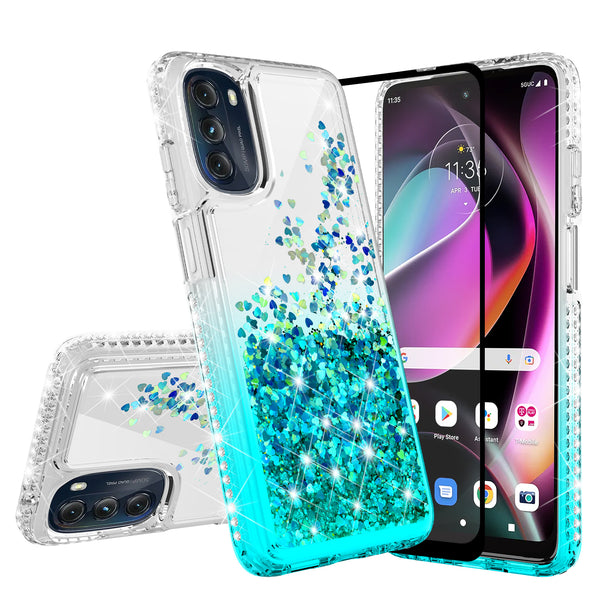 clear liquid phone case for motorola moto g 5g 2022 - teal - www.coverlabusa.com