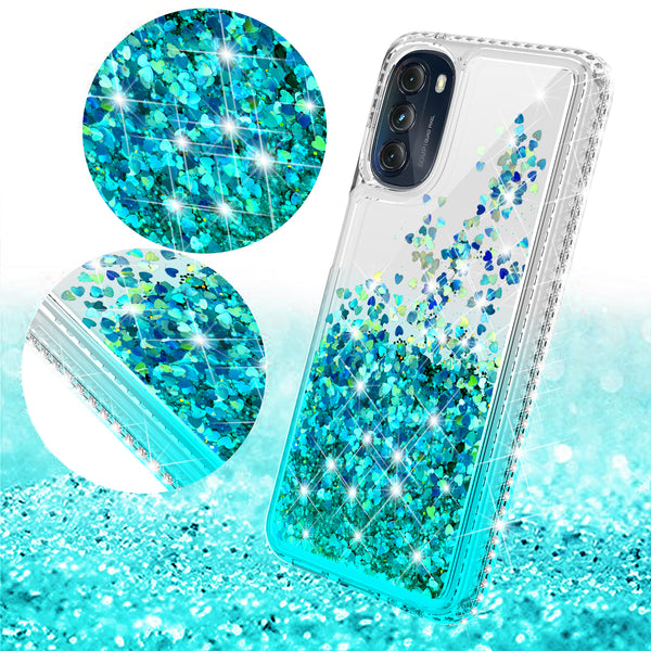 clear liquid phone case for motorola moto g 5g 2022 - teal - www.coverlabusa.com