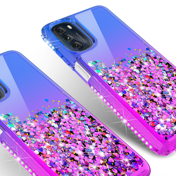 glitter phone case for motorola moto g 5g 2022 - blue/purple gradient - www.coverlabusa.com