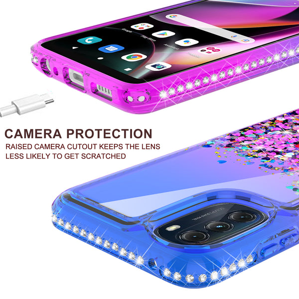 glitter phone case for motorola moto g 5g 2022 - blue/purple gradient - www.coverlabusa.com