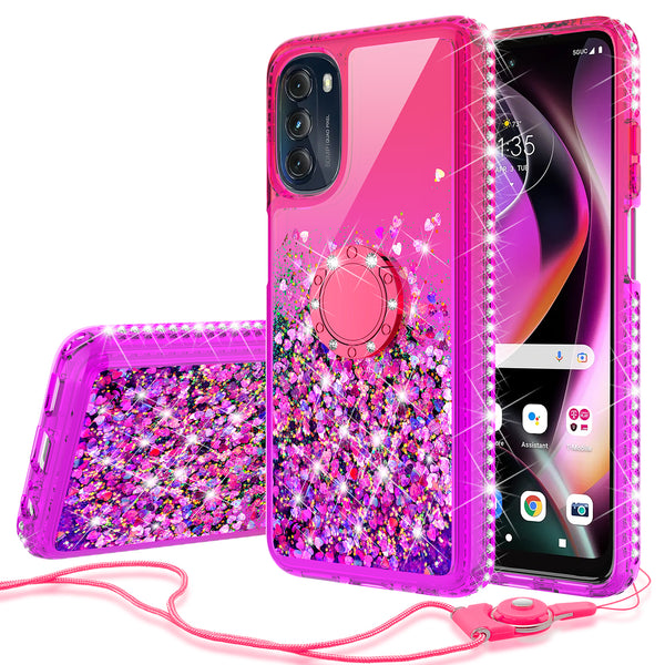 glitter phone case for motorola moto g 5g 2022 - hot pink/purple gradient - www.coverlabusa.com