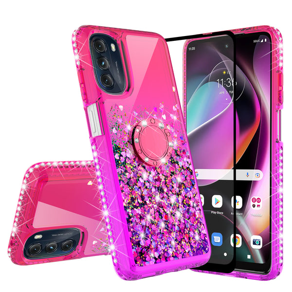 glitter phone case for motorola moto g 5g 2022 - hot pink/purple gradient - www.coverlabusa.com