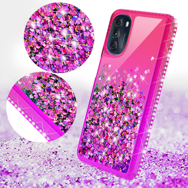 glitter phone case for motorola moto g 5g 2022 - hot pink/purple gradient - www.coverlabusa.com