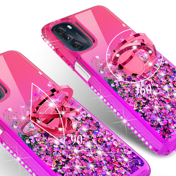 glitter phone case for motorola moto g 5g 2022 - hot pink/purple gradient - www.coverlabusa.com