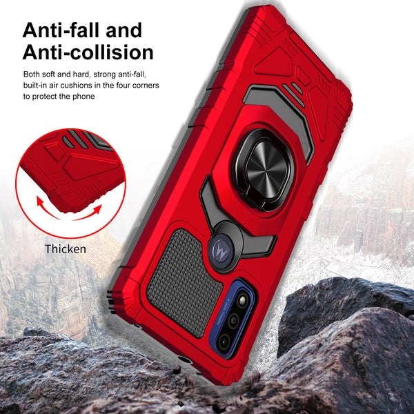 ring kickstand hyhrid phone case for motorola moto g pure - red - www.coverlabusa.com