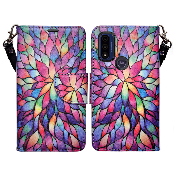 motorola moto g pure wallet case - rainbow flower - www.coverlabusa.com