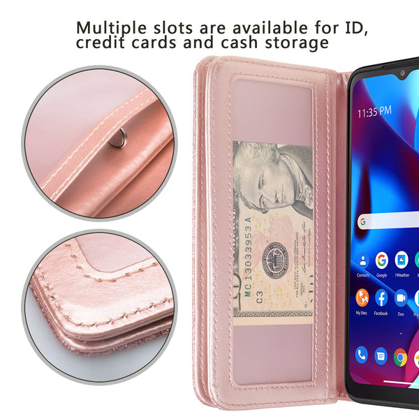 motorola moto g pure glitter wallet case - rose gold - www.coverlabusa.com