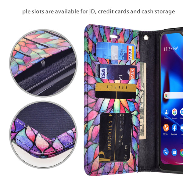 motorola moto g pure wallet case - rainbow flower - www.coverlabusa.com