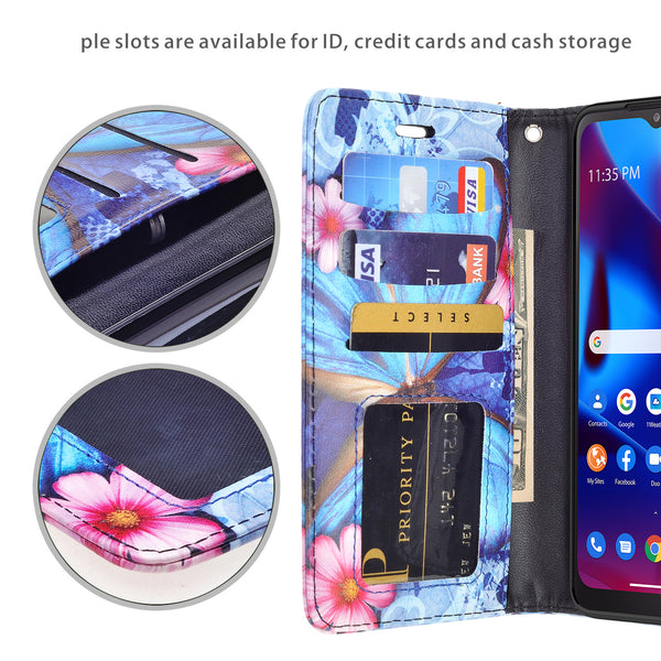 motorola moto g pure wallet case - blue butterfly - www.coverlabusa.com