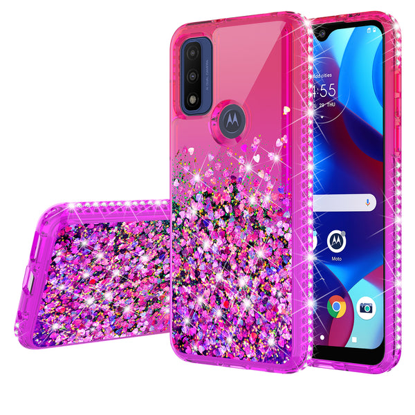 glitter phone case for motorola moto g pure - hot pink/purple gradient - www.coverlabusa.com