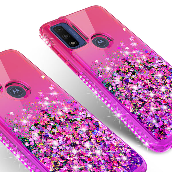 glitter phone case for motorola moto g pure - hot pink/purple gradient - www.coverlabusa.com